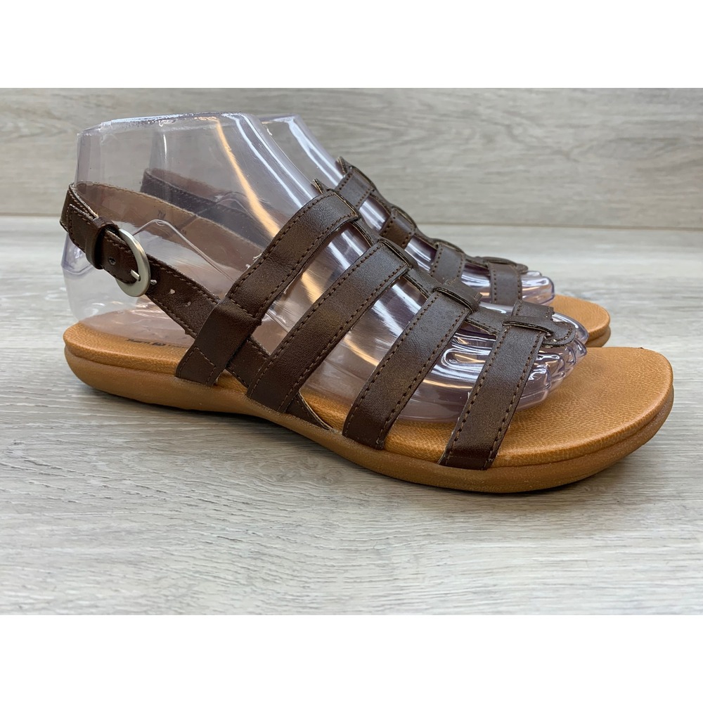 b.o.c. Born Concept Women's Brown Strappy Gladiator Sandals Flat Buckle 7 Shoes